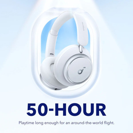Casti On-Ear Bluetooth 5.3, Noise Cancelling, USB-C, Anker Space Q45, White