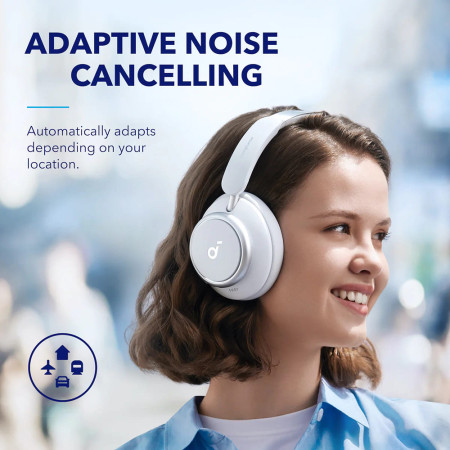 Casti On-Ear Bluetooth 5.3, Noise Cancelling, USB-C, Anker Space Q45, White