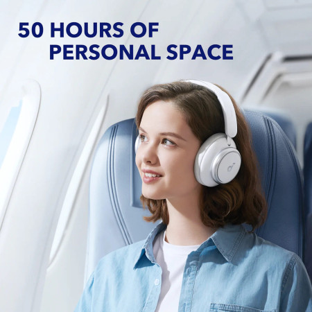 Casti On-Ear Bluetooth 5.3, Noise Cancelling, USB-C, Anker Space Q45, White