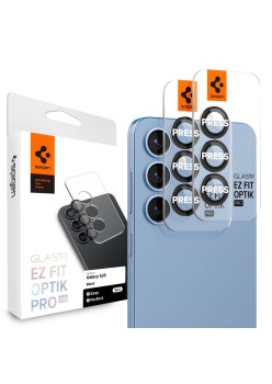 Folie Camera pentru Samsung Galaxy S25 (set 2) - Spigen Glas.tR Optik EZ Fit Pro - Black