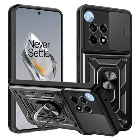 Husa pentru OnePlus 12R, Slide si Snap Premium, Magnetic Ring, Negru