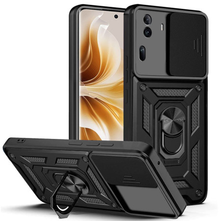 Husa pentru Oppo Reno 11 Pro, Slide si Snap Premium, Magnetic Ring, Negru