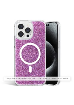 Husa pentru iPhone 14 Plus / 15 Plus - Techsuit Sparkly Glitter MagSafe - Magenta