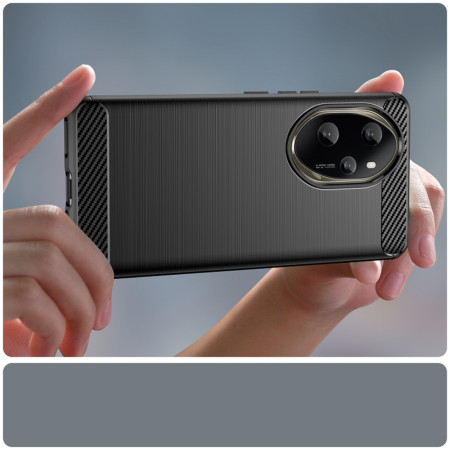 Husa Carbon Anti-Soc pentru Honor 200, Protectie Premium Blue, Tech Protects, Black