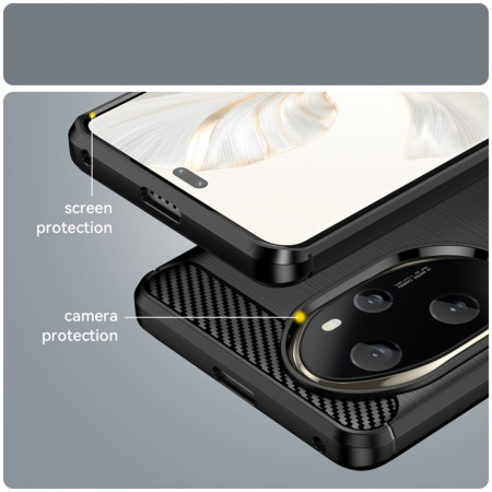 Husa Carbon Anti-Soc pentru Honor 200, Protectie Premium Blue, Tech Protects, Black