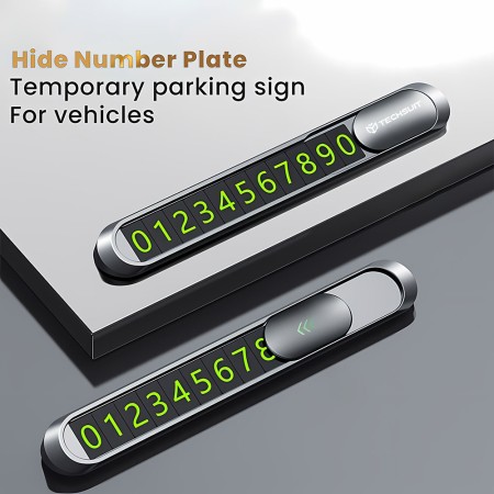 Suport Bord Parcare Temporara pentru Numarul de Telefon Techsuit, negru, PNP1