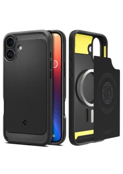 Husa pentru iPhone 16 - Spigen Rugged Armor MagSafe - Black