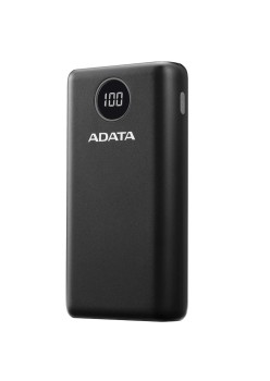 Acumulator Extern 2 x USB, Type-C, Quick Charge 3.0, PD 18W, 3A, 20000mAh, Digital Display - Adata (AP20000QCD-DGT-CBK) - Black