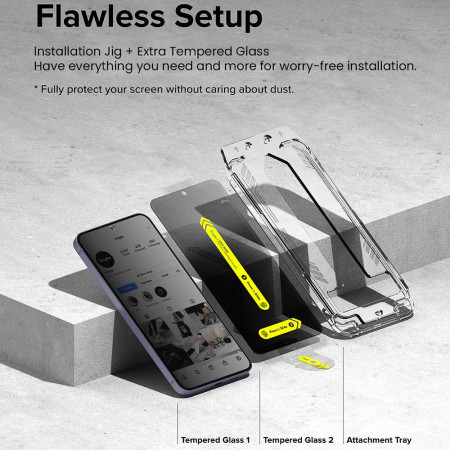Folie pentru Samsung Galaxy S24 Plus, set 2,  Ringke Easy Slide Tempered Glass, Privacy