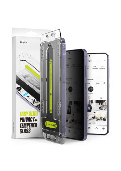 Folie pentru Samsung Galaxy S24, set 2 buc., Ringke Easy Slide Tempered Glass, Privacy