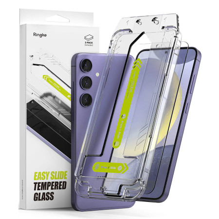Folie pentru Samsung Galaxy S24, set 2 buc, Ringke Easy Slide Tempered Glass, Clear