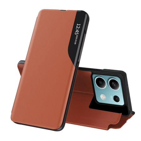 Husa Tip Carte compatibila Xiaomi Redmi Note 13 5G, Stand View, Orange
