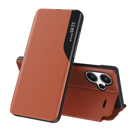 Husa Tip Carte compatibila Xiaomi Redmi Note 13 Pro Plus, Stand View, Orange