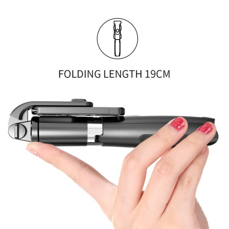 Selfie Stick cu Trepied, Compatibil cu Camera/Telefon, 100cm - Techsuit (L02) - Black