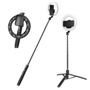 Selfie Stick cu Trepied si Telecomanda, 168cm - Techsuit (Q05s) - Black