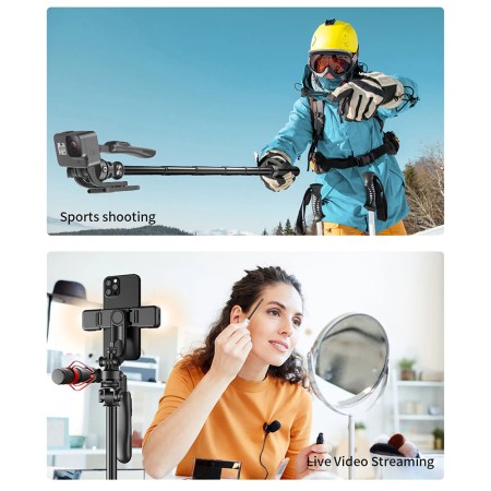 Selfie Stick Stabil cu Trepied si Telecomanda, 205cm - Techsuit (C05) - Black