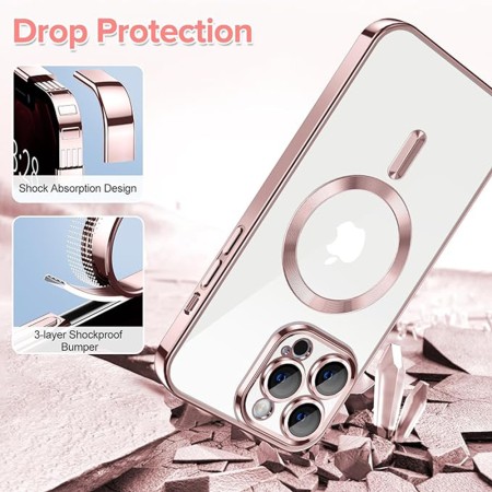 Husa pentru iPhone 12 Pro Max - Techsuit Luxury Crystal MagSafe - Pink