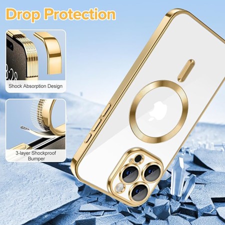 Husa pentru iPhone 15 Pro - Techsuit Luxury Crystal MagSafe - Gold