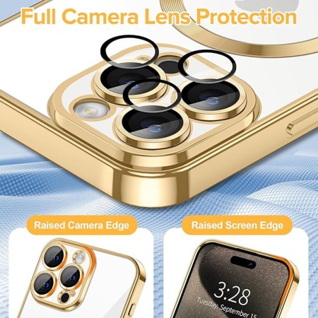 Husa pentru iPhone 15 Pro - Techsuit Luxury Crystal MagSafe - Gold