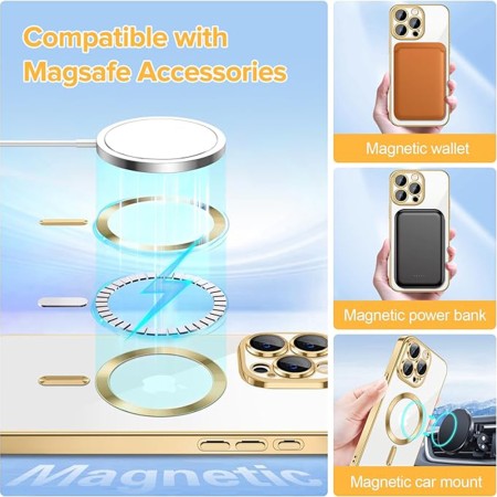 Husa pentru iPhone 15 Pro - Techsuit Luxury Crystal MagSafe - Gold