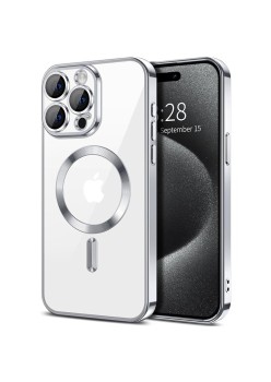 Husa pentru iPhone 15 Pro Max - Techsuit Luxury Crystal MagSafe - Silver