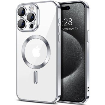 Husa pentru iPhone 15 Pro Max - Techsuit Luxury Crystal MagSafe - Silver