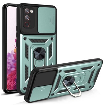 Husa pentru Samsung Galaxy S20 FE / S20 FE 5G, CamShield Protectie Camera, Inel Magnetic, Slide si Snap, Green