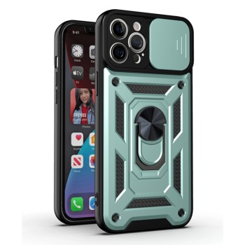 Husa pentru iPhone 11 Pro, CamShield Protectie Camera, Inel Magnetic, Slide si Snap, Green