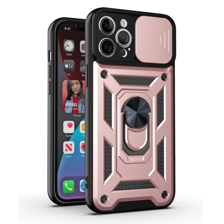 Husa pentru iPhone 11 Pro Max, CamShield Protectie Camera, Inel Magnetic, Slide si Snap, Rose Gold