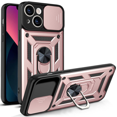 Husa pentru iPhone 13, CamShield Protectie Camera, Inel Magnetic, Slide si Snap, Rose Gold