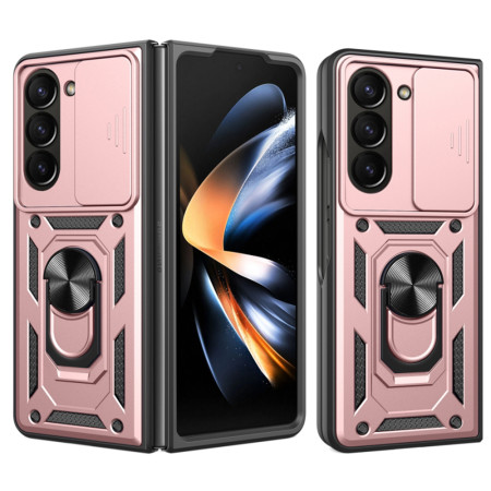 Husa pentru Samsung Galaxy Z Fold 5, CamShield Protectie Camera, Inel Magnetic, Slide si Snap, Rose Gold