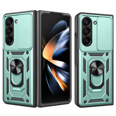 Husa pentru Samsung Galaxy Z Fold 5, CamShield Protectie Camera, Inel Magnetic, Slide si Snap, Green
