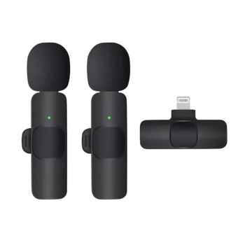 Lavaliera wireless pentru Telefon iPhone cu Mufa Lightning set 2 buc, Black