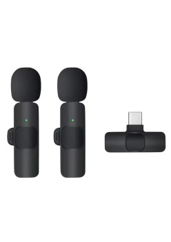 Lavaliera wireless pentru Telefon cu Mufa Type-C set 2 buc, Black