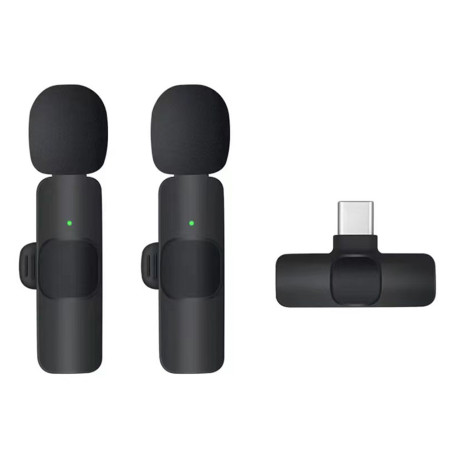 Lavaliera wireless pentru Telefon cu Mufa Type-C set 2 buc, Black