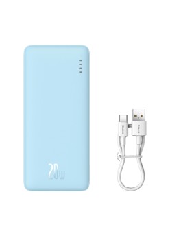 Acumulator Extern USB, Type-C, Micro-USB, 20W, 10000mAh + Cablu Type-C - Baseus Airpow (P10022801313-00) - Galaxy Blue