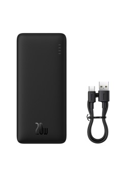 Acumulator Extern USB, Type-C, Micro-USB, 20W, 10000mAh + Cablu Type-C - Baseus Airpow (PPQD090001) - Black