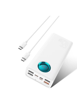 Acumulator Extern 4x USB, Type-C, Lighting, Micro-USB, Fast Charge, 65W, 26800mAh - Baseus Amblight (P10022402223-00) - White