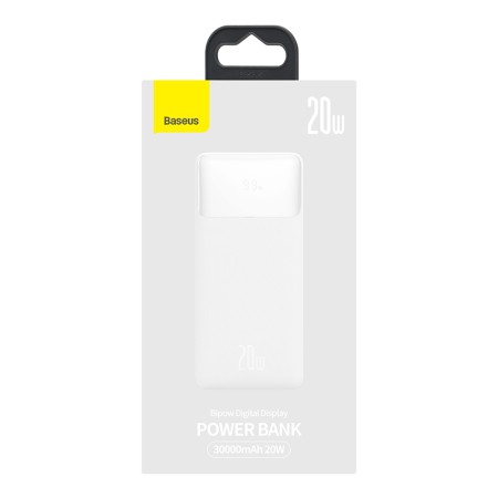 Baterie externa 30000mAh, 20W - Baseus Bipow Digital Display (PPBD050402) - White
