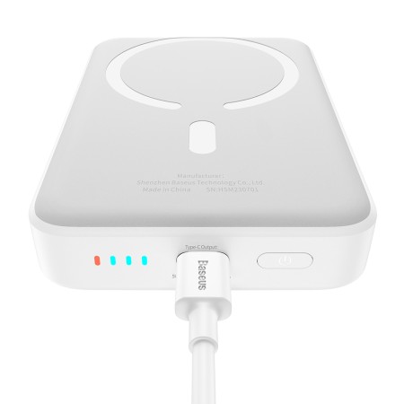 Acumulator Extern Type-C, Incarcare Wireless, 20W, 10000mAh + Cablu Type-C, 30cm - Baseus Mini Air (P10059001223-00) - White