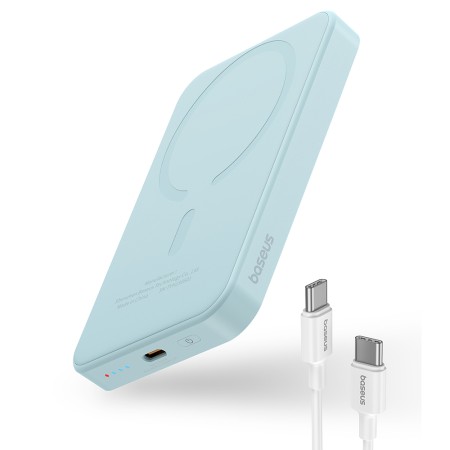 Acumulator Extern Type-C, Incarcare Wireless, 20W, 5000mAh + Cablu Type-C, 30cm - Baseus Mini (P10022107313-00) - Blue