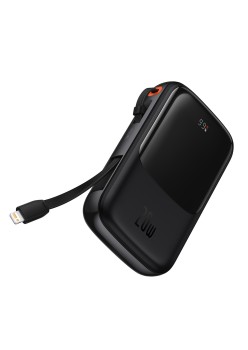 Acumulator Extern 2x Lightning, Type-C, USB, 20W, 10000mAh + Cablu Type-C, 3A - Baseus Qpow Pro (PPQD020001) - Black