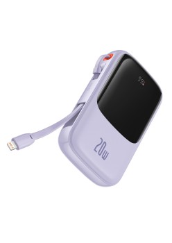 Acumulator Extern 2x Lightning, Type-C, USB, 20W, 10000mAh + Cablu Type-C, 3A - Baseus Qpow Pro (PPQD020005) - Purple