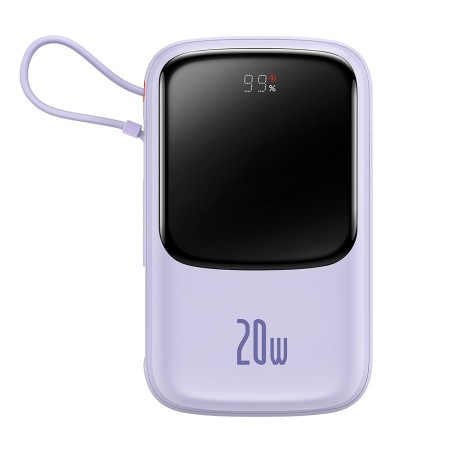Acumulator Extern 2x Lightning, Type-C, USB, 20W, 10000mAh + Cablu Type-C, 3A - Baseus Qpow Pro (PPQD020005) - Purple