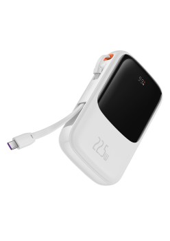 Acumulator Extern Lightning, 2x Type-C, USB, 22.5W, 10000mAh + Cablu Type-C, 3A - Baseus Qpow Pro (PPQD020102) - White