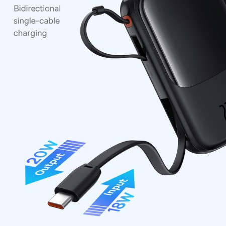 Acumulator Extern Lightning, 2x Type-C, USB, 22.5W, 10000mAh + Cablu Type-C - Baseus Qpow Pro+ (P10067101113-00) - Black