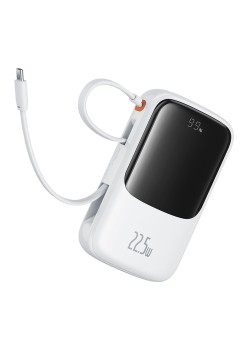 Acumulator Extern Lightning, 2x Type-C, USB, 22.5W, 10000mAh + Cablu Type-C - Baseus Qpow Pro+ (P10067101213-00) - White