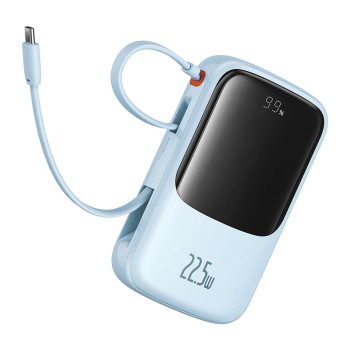 Acumulator Extern Lightning, 2x Type-C, USB, 22.5W, 10000mAh + Cablu Type-C - Baseus Qpow Pro+ (P10067101313-00) - Blue