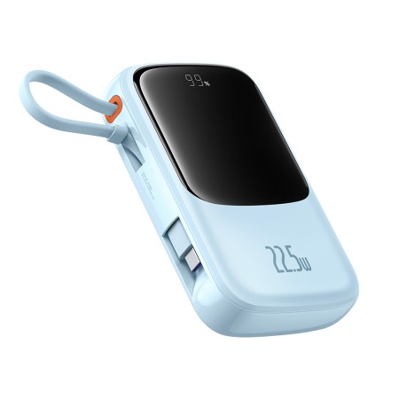 Acumulator Extern Lightning, 2x Type-C, USB, 22.5W, 10000mAh + Cablu Type-C - Baseus Qpow Pro+ (P10067101313-00) - Blue