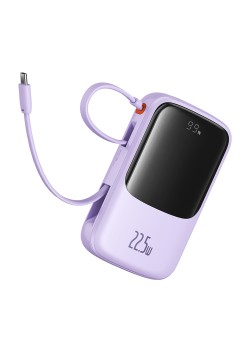Acumulator Extern Lightning, 2x Type-C, USB, 22.5W, 10000mAh + Cablu Type-C - Baseus Qpow Pro+ (P10067101513-00) - Purple